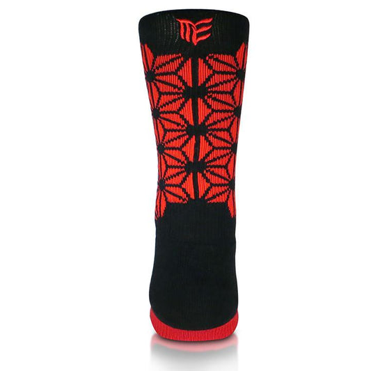 Modern Envy Apparel good fortune crew sock Black with Red back view logo view