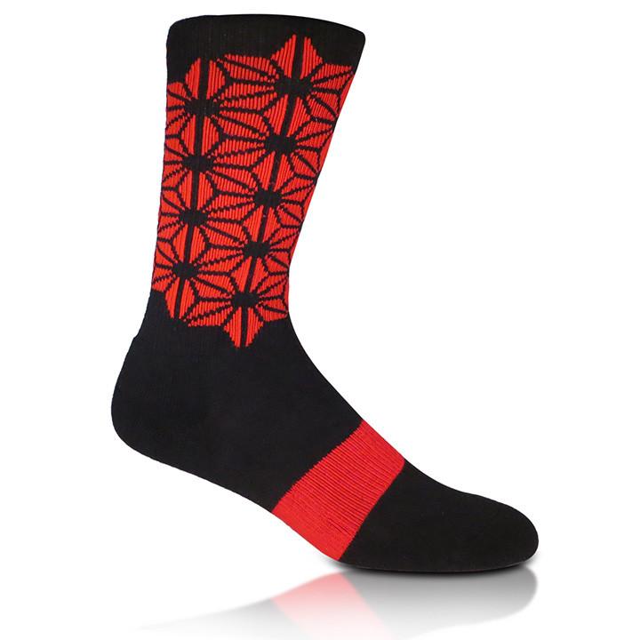 Modern Envy Apparel good fortune crew sock Black with Red side view