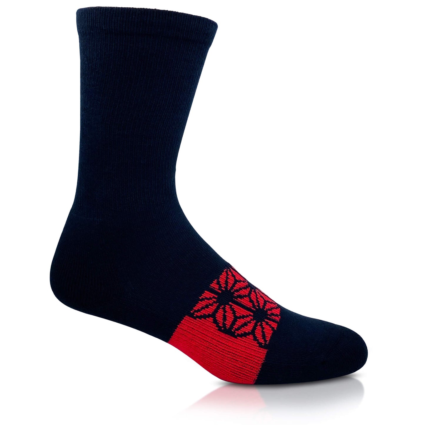 Modern Envy comfy crew sock Black with Red side view