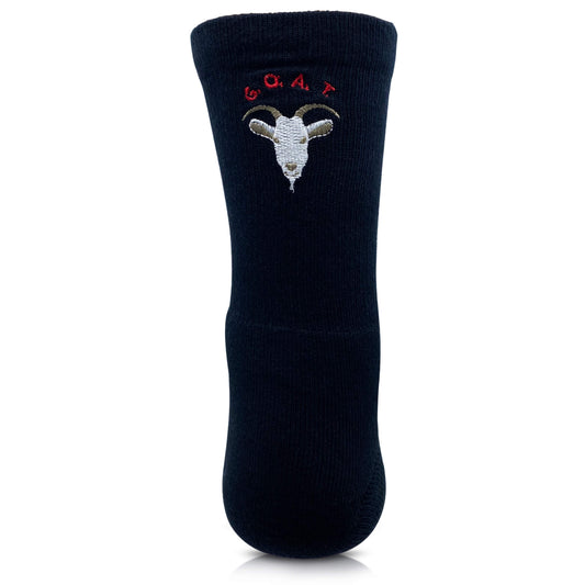 Modern Envy Apparel Black and Red G.O.A.T. short crew sock back view