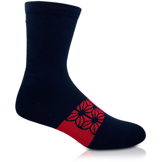Modern Envy Apparel Black and Red G.O.A.T. short crew sock side view