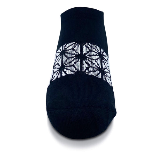 Modern Envy Apparel Black and Red ankle sock front view