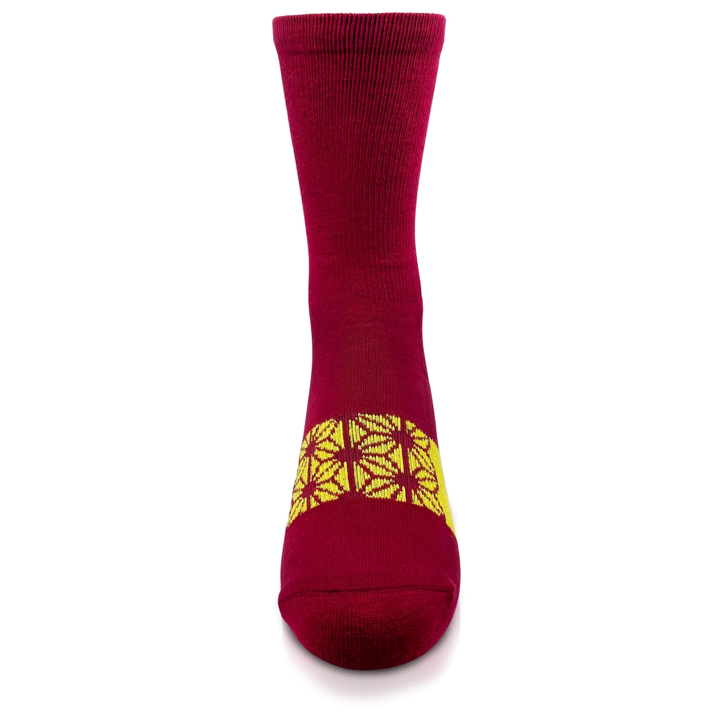 Modern Envy comfy Corn logo crew sock Maroon with Gold front view