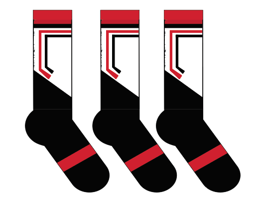 3 Pack Stillwater Go Ponies Black with White and Red Crew Socks