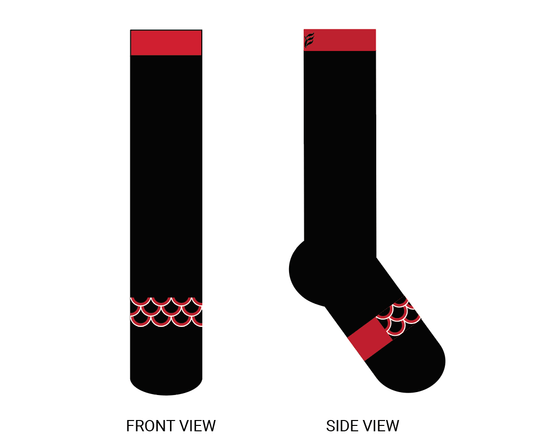 Tall Black with Red arch crew socks