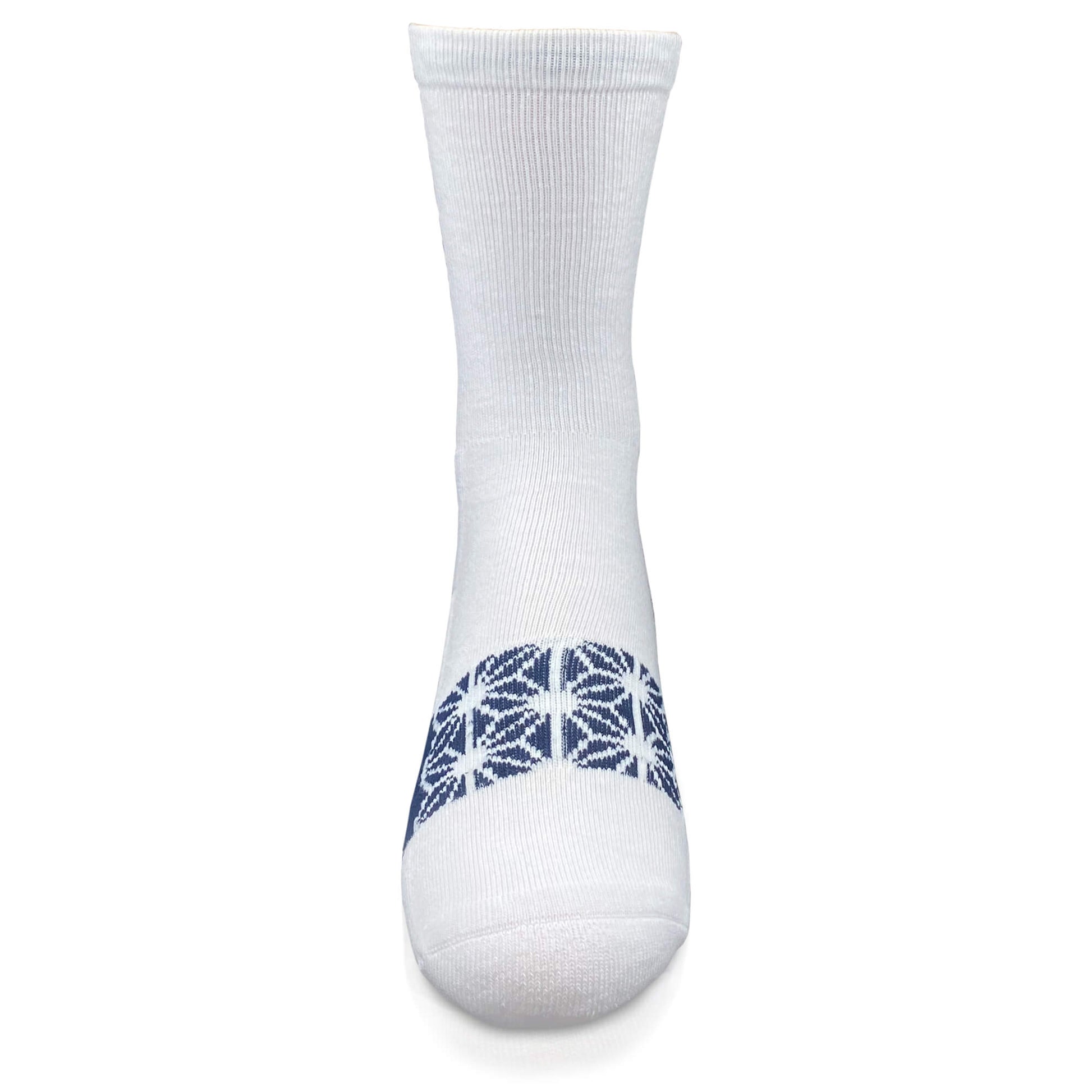 Modern Envy comfy crew socks White and Navy Blue front view