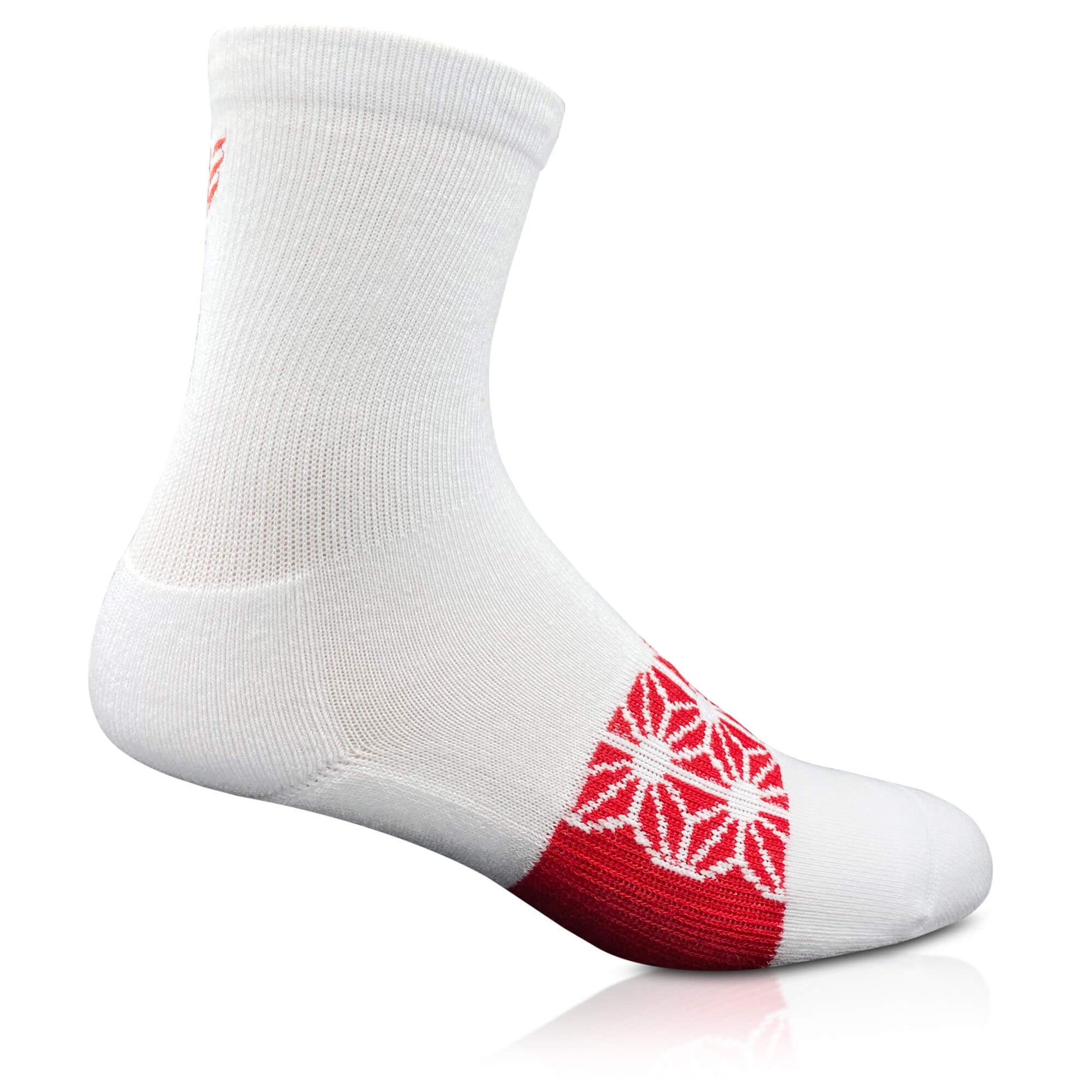 Modern Envy Apparel White with Red short crew sock side view